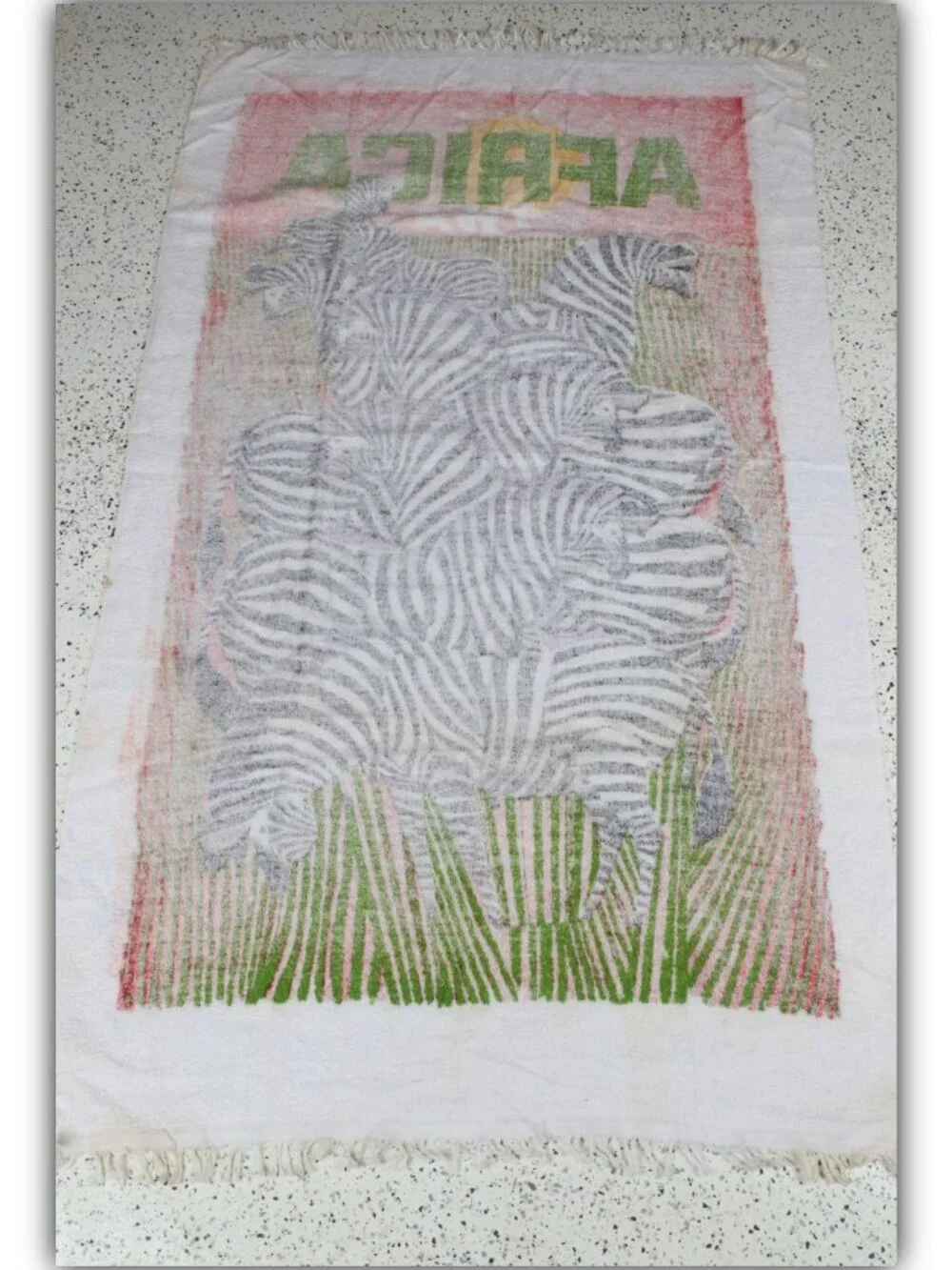 Rare vintage original Fly TWA zebra Africa Throw Towel 58